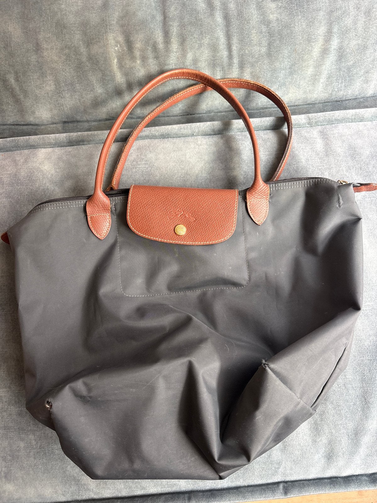 Longchamp Le Pliage tas, Sieraden, Tassen en Uiterlijk, Ophalen of Verzenden, Gebruikt, Grijs, Shopper