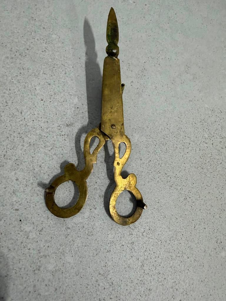 Antieke koperen kaarsendover met decoratieve handgreep, Ophalen of Verzenden, Koper