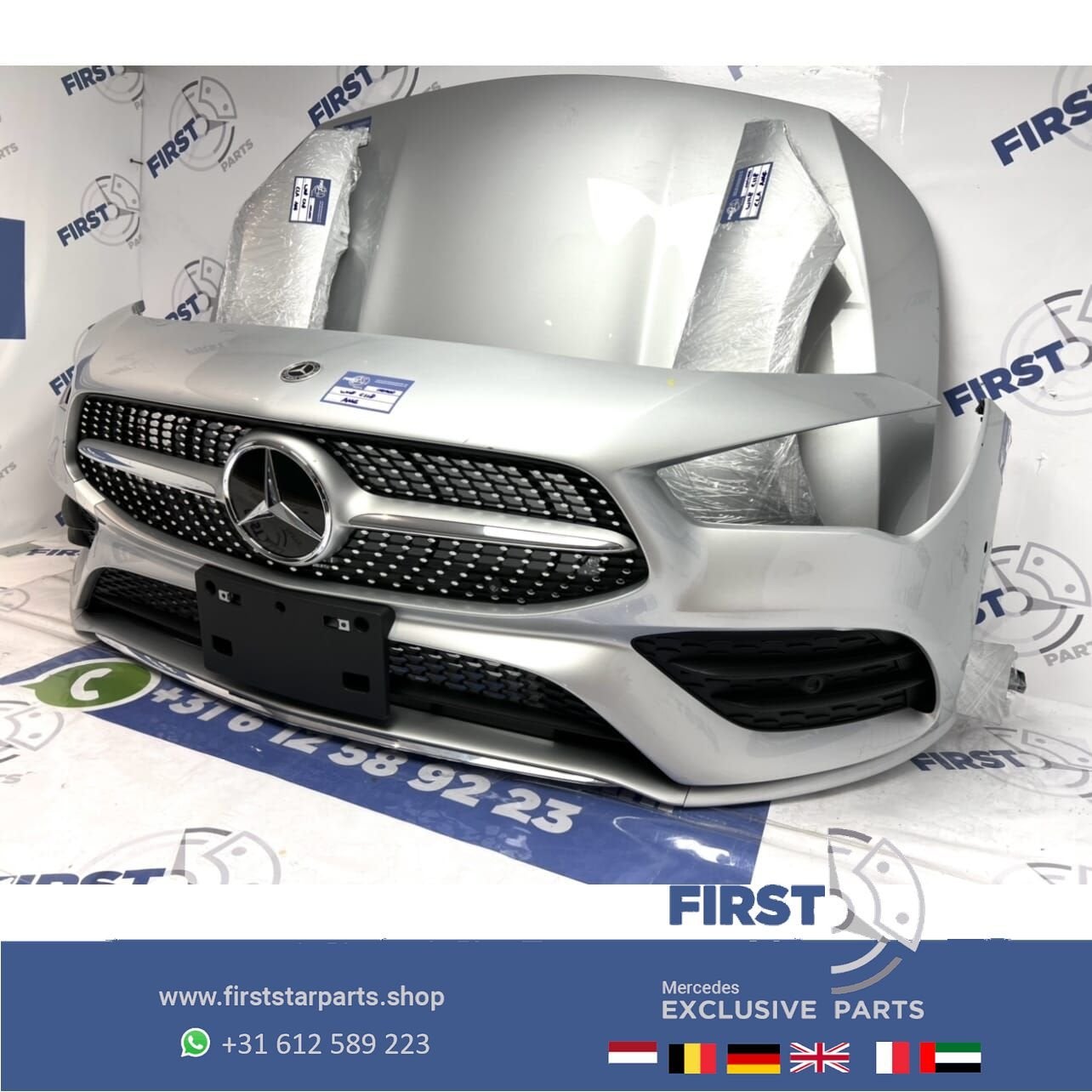 W118 C118 CLA AMG LINE VOORKOP ZILVERGRIJS origineel Mercede, Gebruikt, -, Voor, Ophalen of Verzenden
