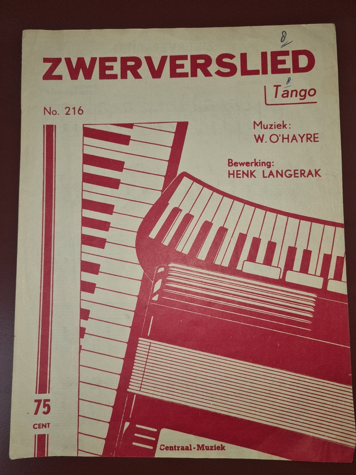 Zwerverslied Tango - Muziek van W. O'Hayre, bew. Henk La, Latin en Salsa, Gebruikt, Ophalen of Verzenden, Thema