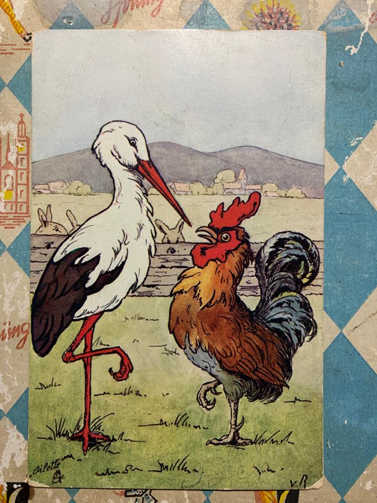 1918 Ooievaar en Haan (SL), Ophalen of Verzenden, Voor 1920, Gelopen, Overige thema's