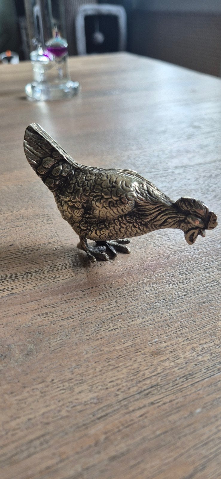 Verzilverde Tafeldecoratie Kip - Uniek en Charmant, Antiek en Kunst, Ophalen of Verzenden