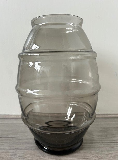 Copier Leerdam tonvormige vaas glas met ringen 1950's, Antiek en Kunst, Antiek | Glas en Kristal, Ophalen of Verzenden