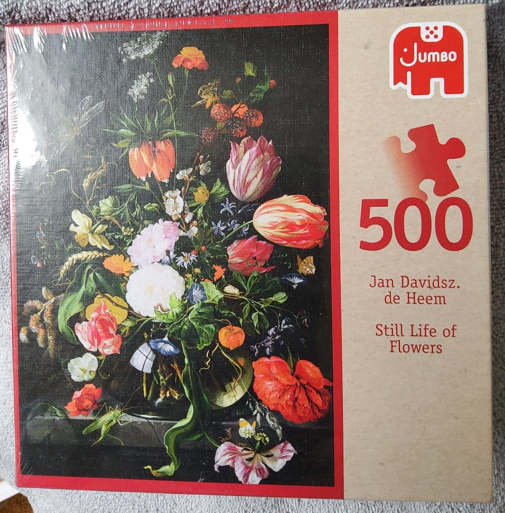 NIEUW,  Kunst puzzel, stilleven van bloemen, 500 stukjes, Ophalen of Verzenden, 500 t/m 1500 stukjes, Nieuw, Legpuzzel