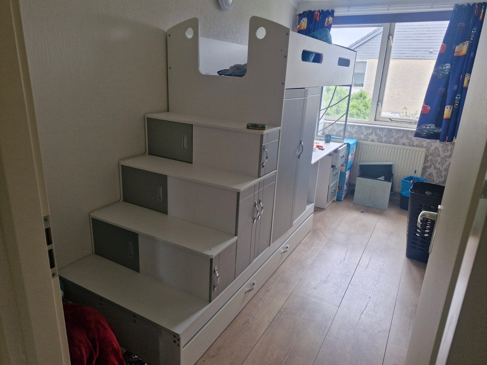 Hoogslaper met bureau, kast en opbergruimte, Ophalen, Gebruikt, 100 cm of meer, Hoogslaper of Stapelbed