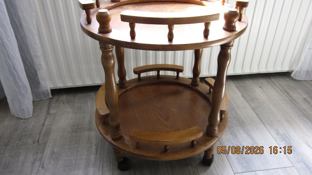 Vintage houten serveerwagen / theewagen op wielen, Ophalen