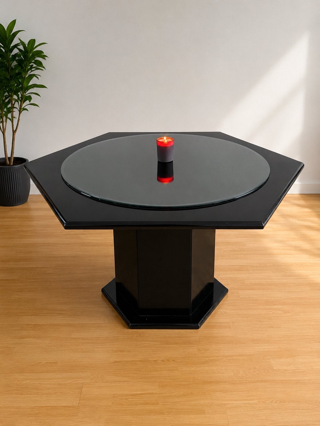 Eettafel hout verlengbaar/uitschuifbaar glans zwart, Ophalen, Zo goed als nieuw