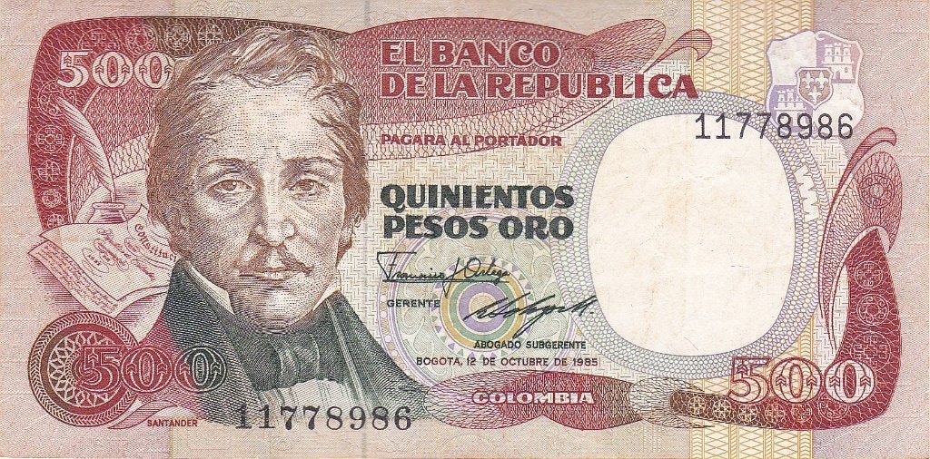 COLOMBIA 500 PESOS 1985, Ophalen of Verzenden, Overige landen