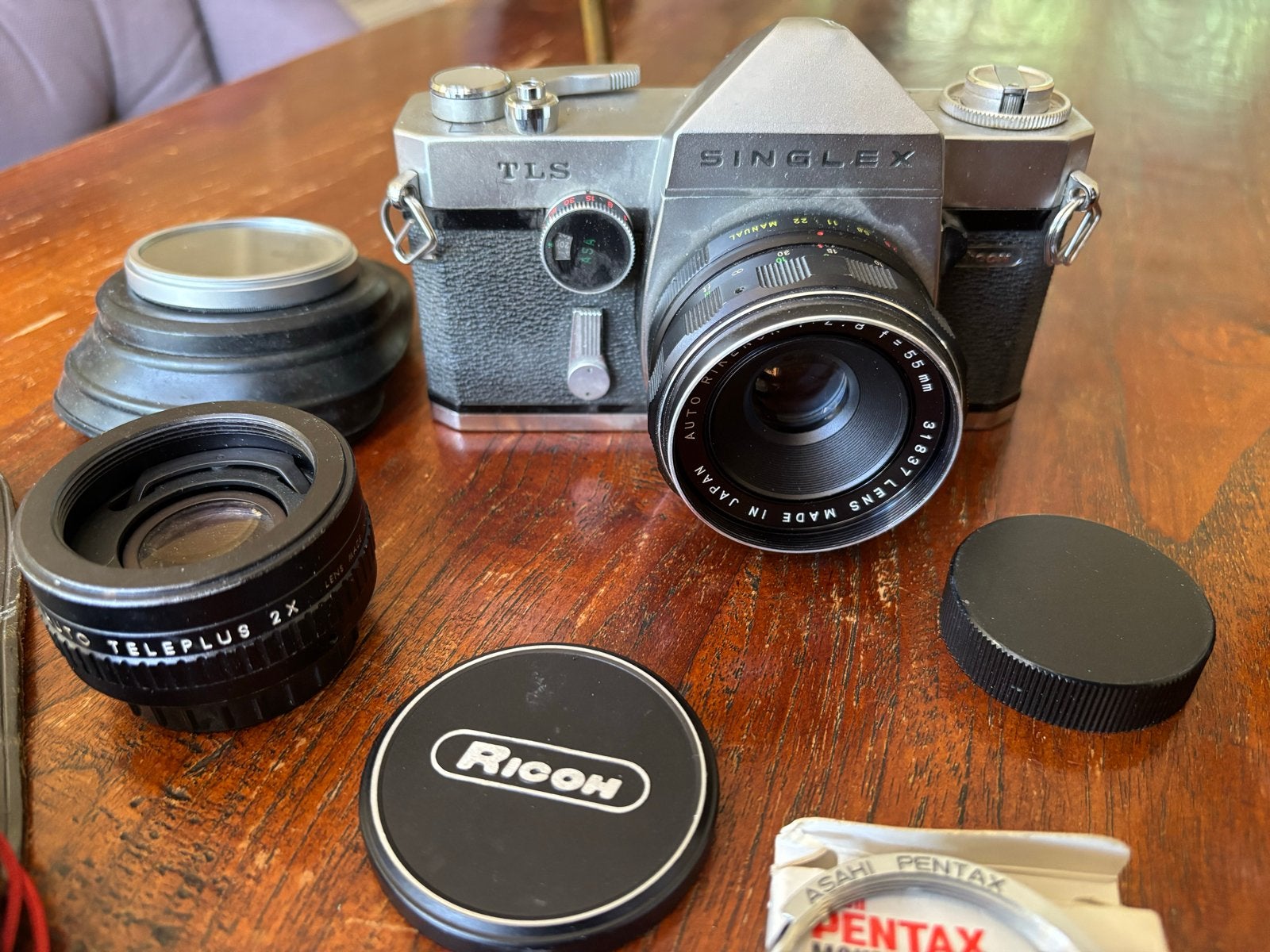 Ricoh Singlex TLS Spiegelreflexcamera met accessoires, Ophalen, Gebruikt, Spiegelreflex, Overige Merken