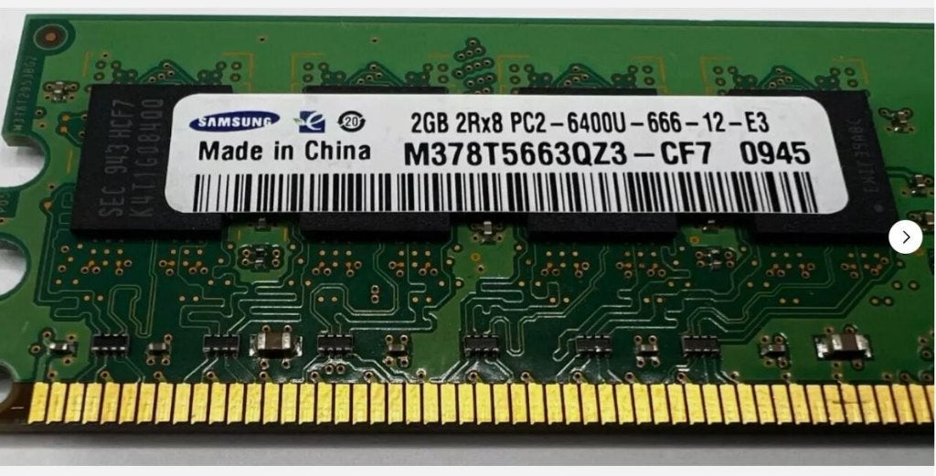 1 module RAM geheugen DDR2 Samsung Dimm, 2GB, Computers en Software, RAM geheugen, Ophalen, 800Mhz, Gebruikt, DDR2