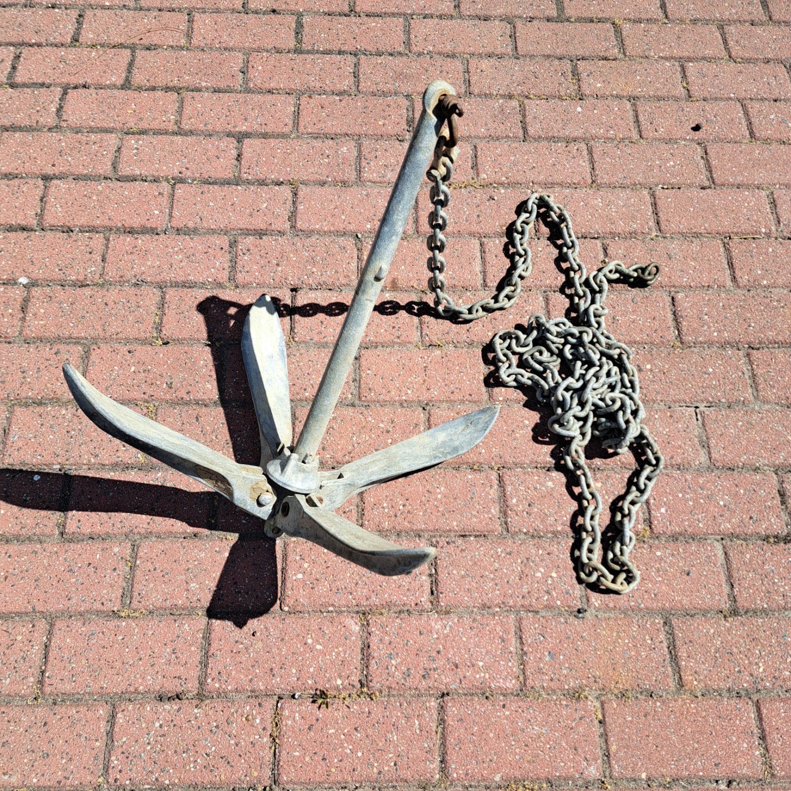 Anker met ketting - 12 kg opvouwbaar stokanker, Ophalen of Verzenden, Gebruikt, Overige typen