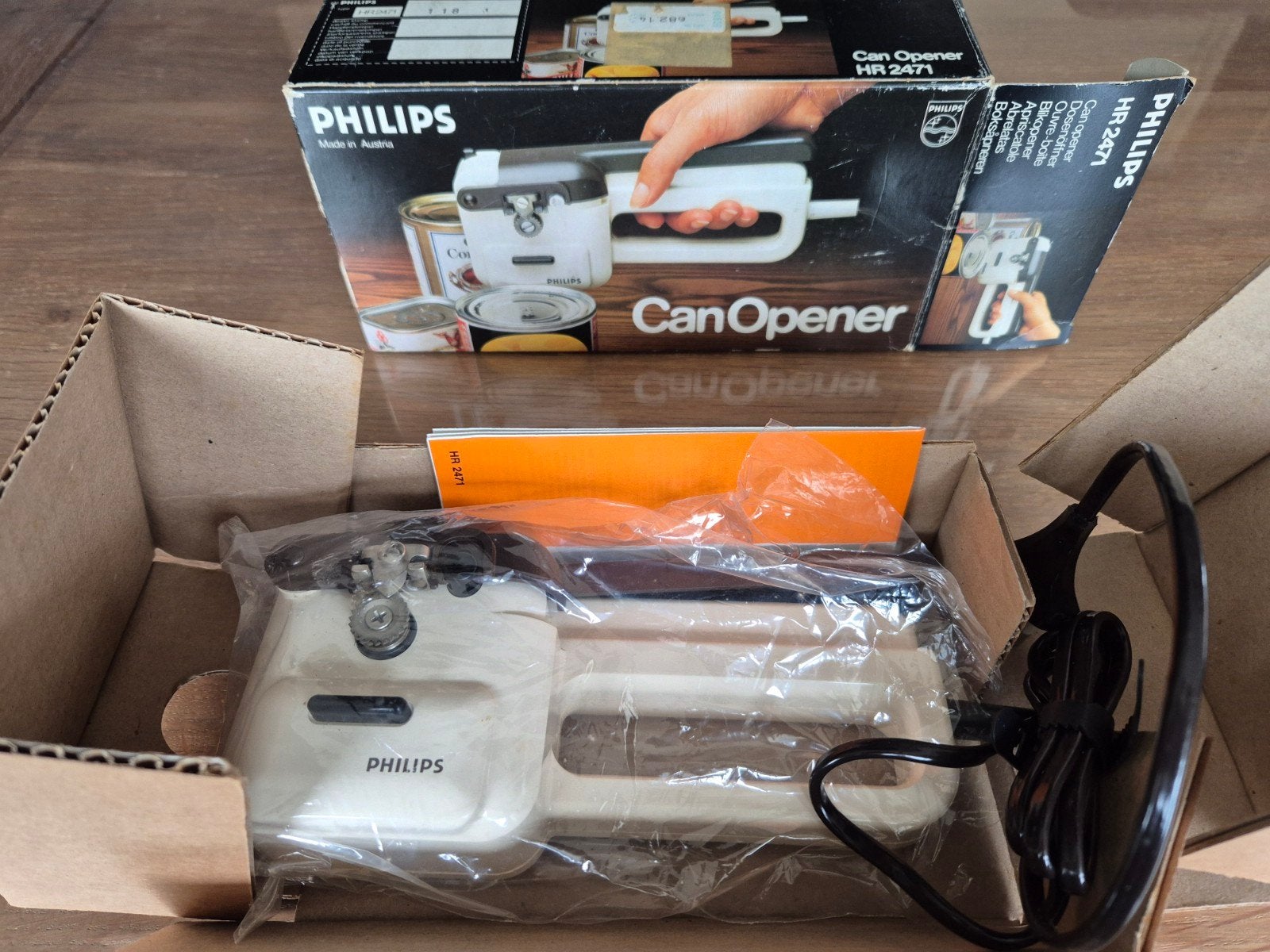 Vintage electrische blikopener Philps HR2471 NIEUW, Ophalen of Verzenden, Nieuw