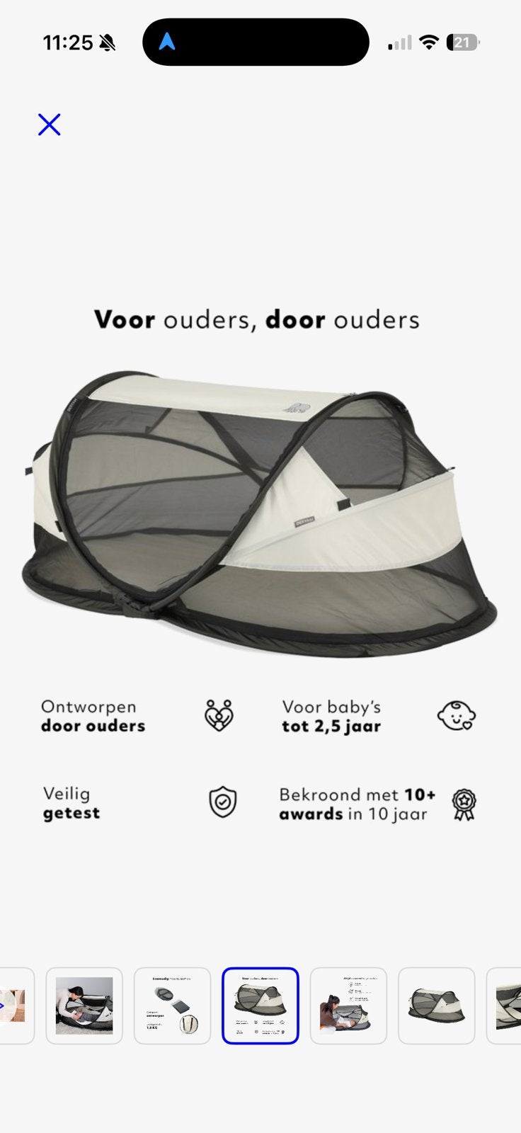 DERYAN Baby Luxe Campingbedje met matras - Crème, Kinderen en Baby's, Babywiegjes en Ledikanten, Ophalen of Verzenden, Zo goed als nieuw