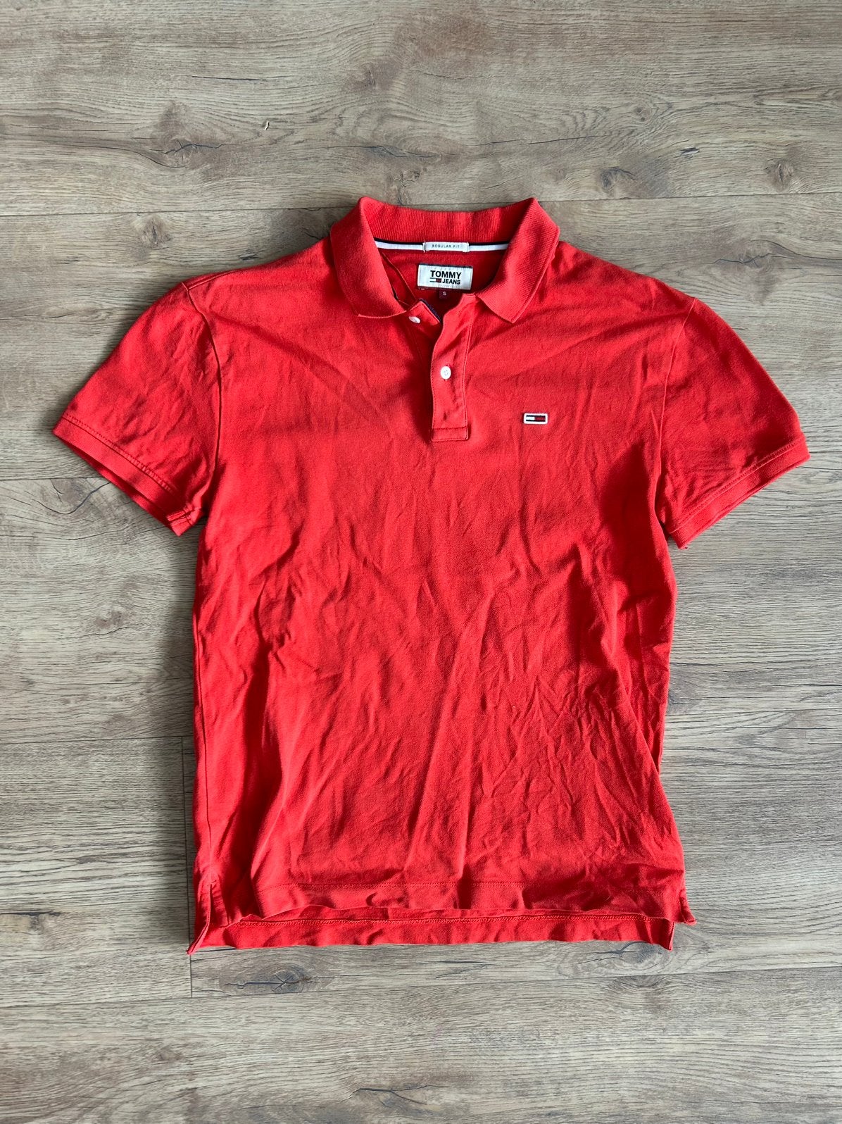 Tommy Jeans Polo shirt Effen Piqué Rood Maat S / Small, Kleding | Heren, Polo's, Ophalen of Verzenden, Zo goed als nieuw, Maat 48/50 (M)