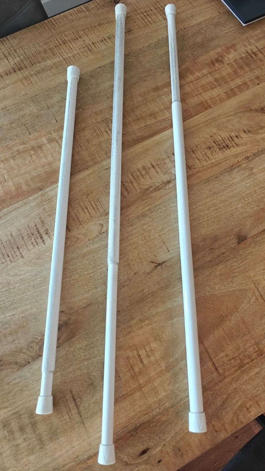 3 witte gordijnroedes met veermechanisme, 75-125 cm, Ophalen, Gebruikt, Wit, Metaal
