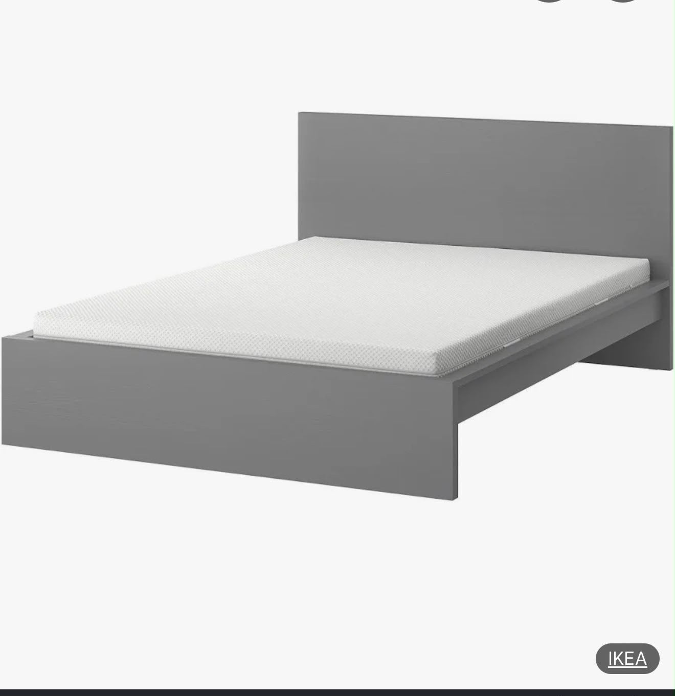IKEA MALM bed 140x200 grijs met lattenbodem en matras, Gebruikt, Tweepersoons, 200 cm, Grijs