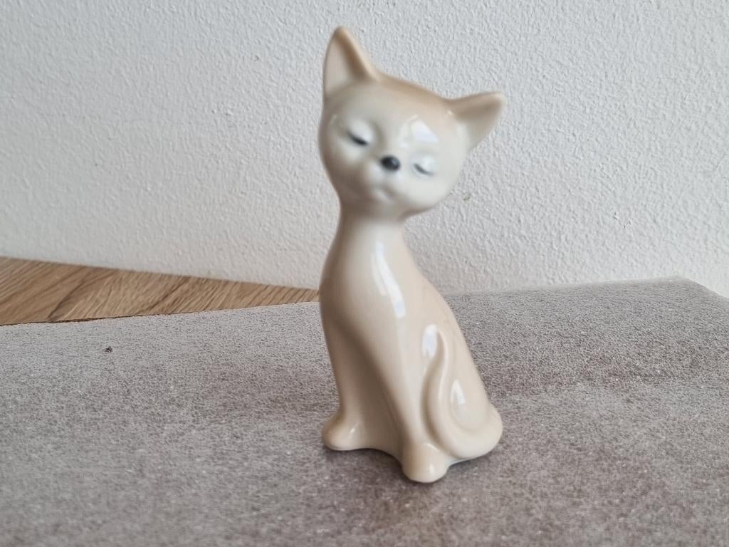 Mooi Vintage Katje Poes Eyes Closed Beeld van Otagiri Japan, Verzenden, Gebruikt, Dier