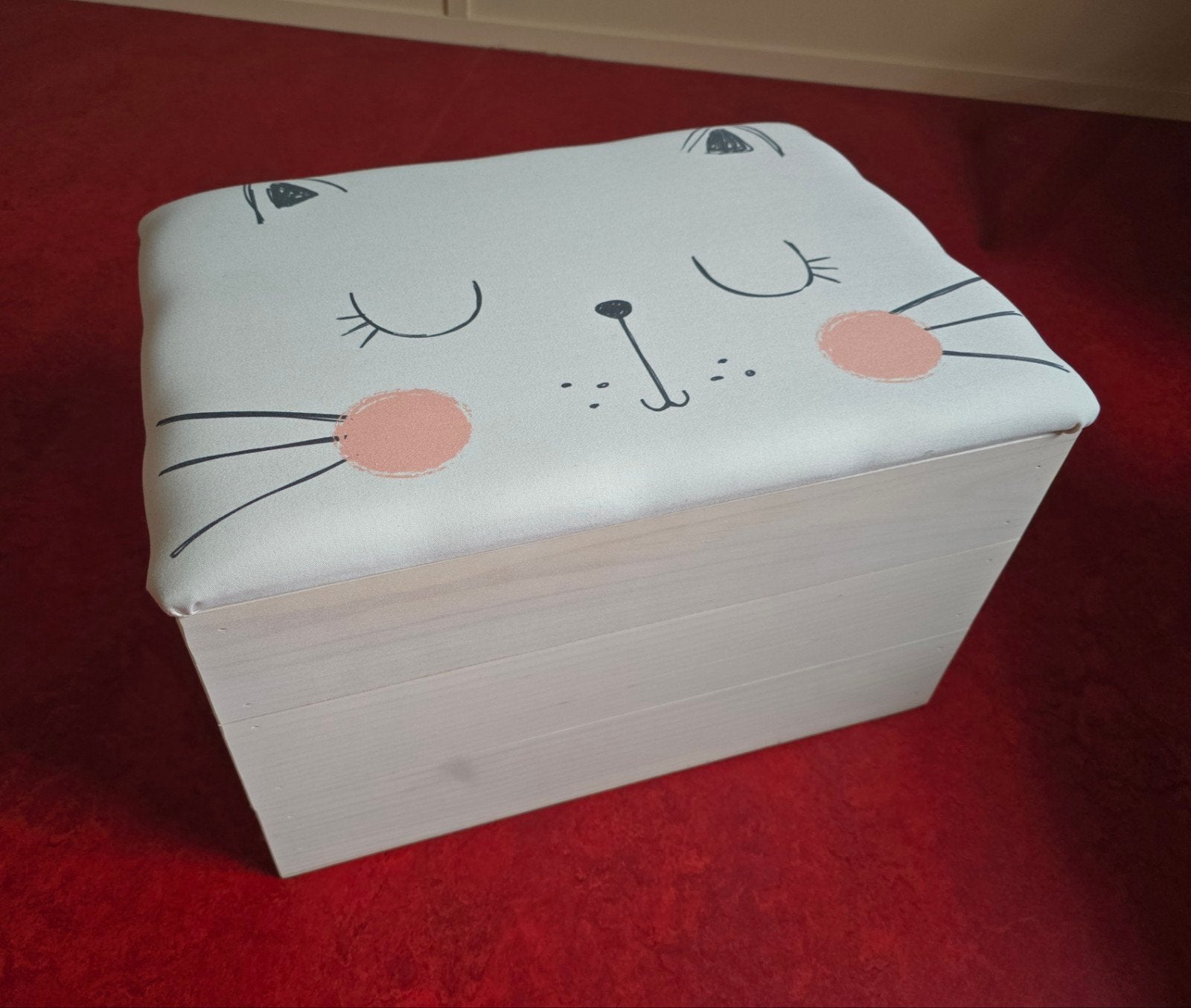 Little Nice Things opbergkist met kattenprint, Huis en Inrichting, Woonaccessoires | Overige, Nieuw, Hout, Wit, Ophalen of Verzenden