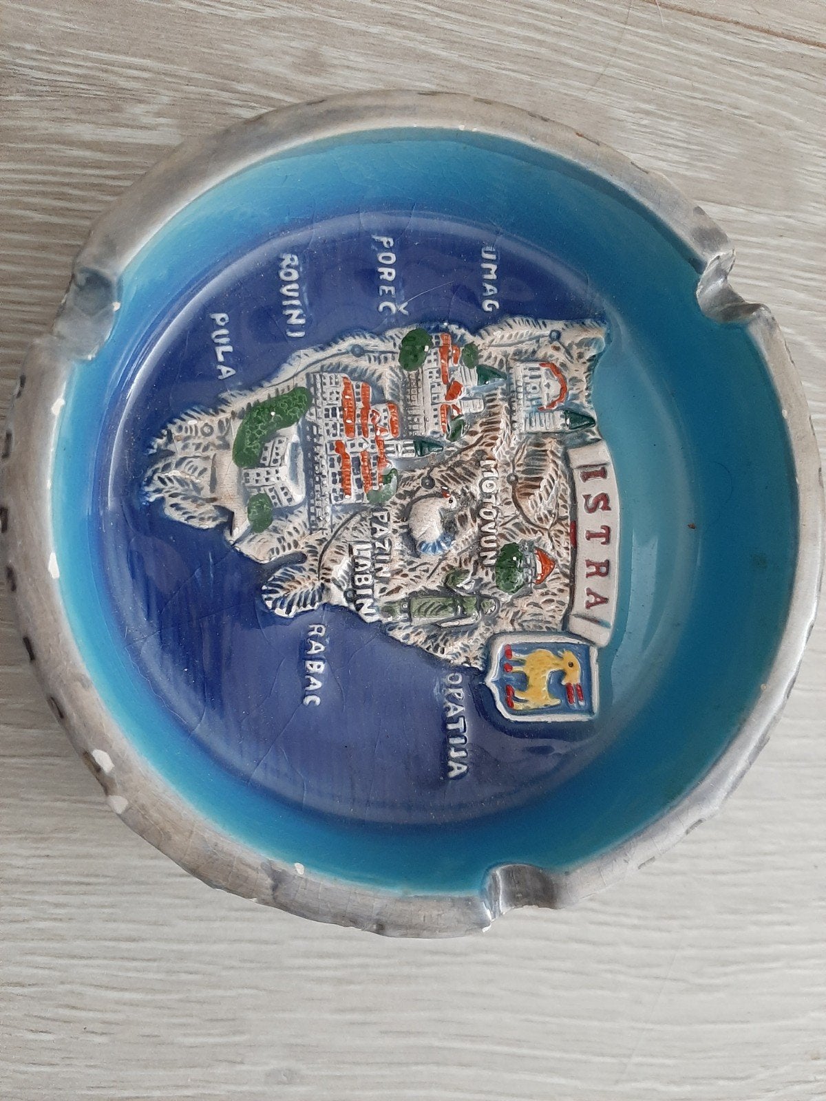 Vintage asbak Pula Istrië Kroatië souvenir keramiek, Ophalen of Verzenden, Gebruikt