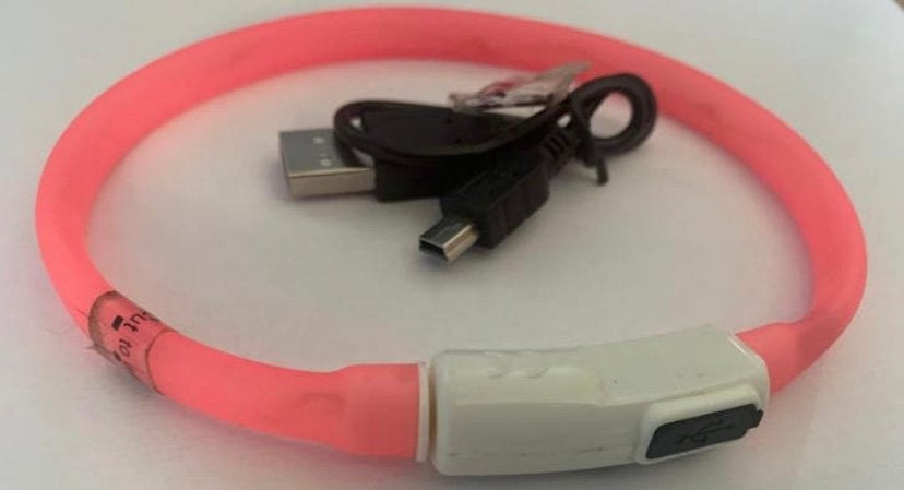 Lichtgevende LED-halsband, 35 cm, Oplaadbaar via USB, Dieren en Toebehoren, Ophalen of Verzenden, Verlicht, Zo goed als nieuw