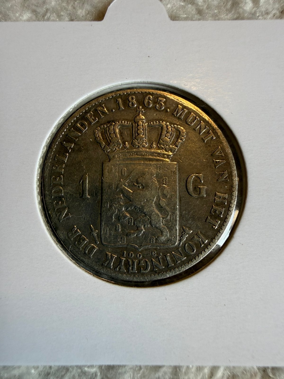 Gulden 1863 Willem III, Postzegels en Munten, Munten | Nederland, 1 gulden, Koning Willem III, Zilver, Ophalen of Verzenden