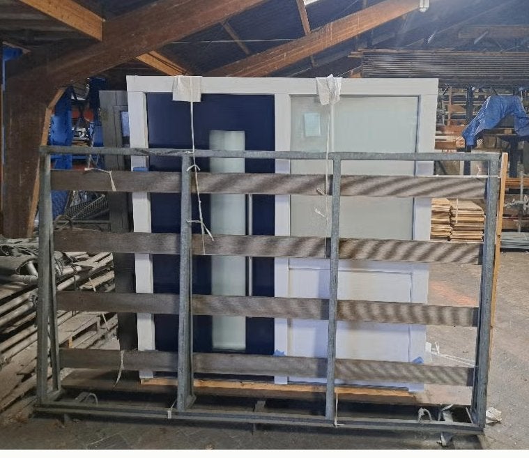 Kunststof voordeurkozijn met zijlicht en paneel, Kunststof, Overige typen, Nieuw, Inclusief glas