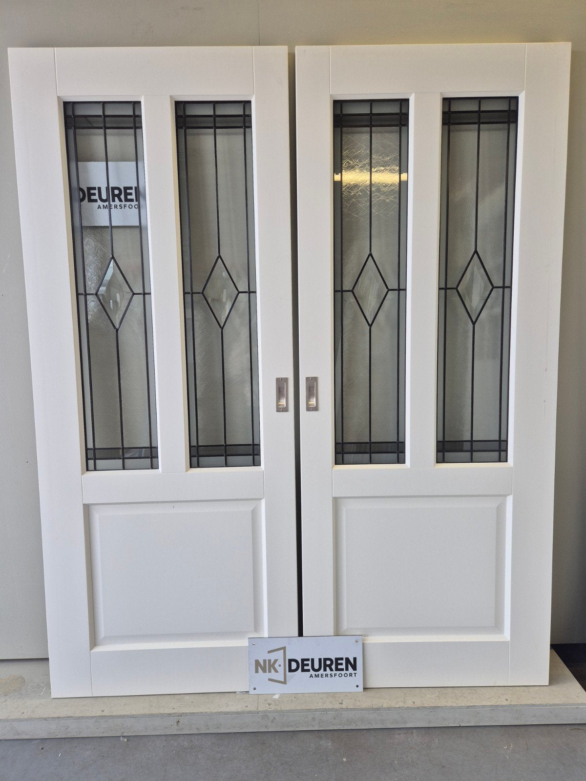 Luxe Ensuite deuren (173x215) glas in lood NIEUW, Doe-het-zelf en Verbouw, Deuren en Horren, Ophalen, Glas, Binnendeur, 200 tot 215 cm