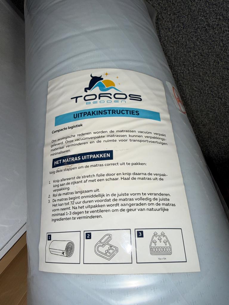Nieuw Toros Bedden Matras - Vacuüm Verpakt, Huis en Inrichting, Ophalen, Overige maten, Matras, Nieuw