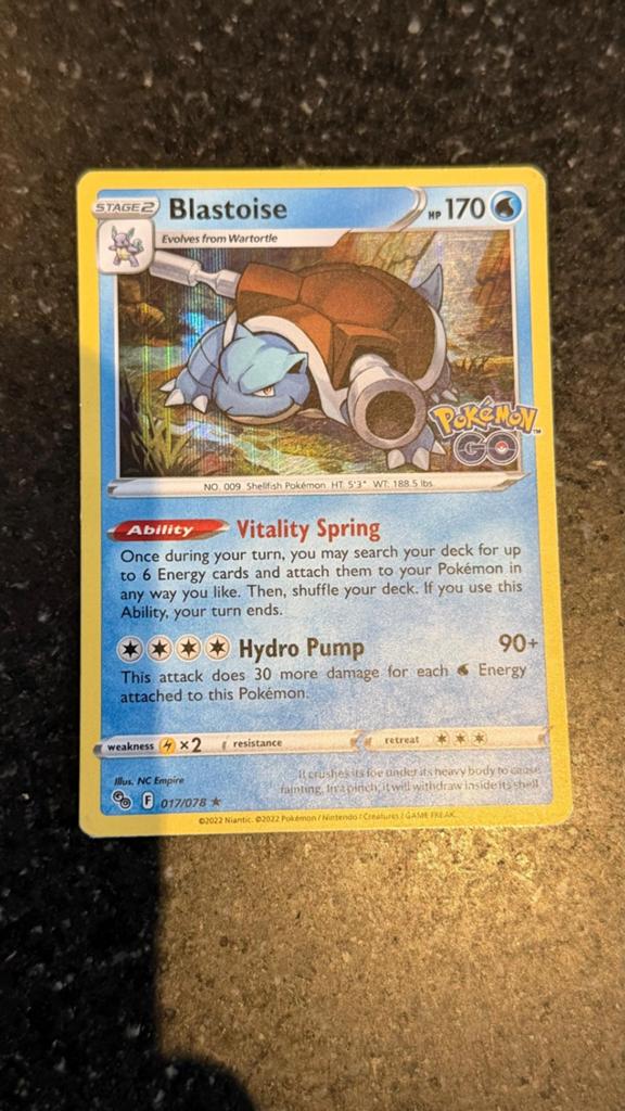 Blastoise Pokémon GO Holo Reverse Foil 017/078, Ophalen of Verzenden, Zo goed als nieuw, Losse kaart, Foil