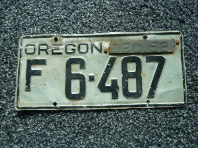Kentekenplaat licenseplate Oregon 1952 USA, Verzamelen, Verzenden, Gebruikt, Auto's