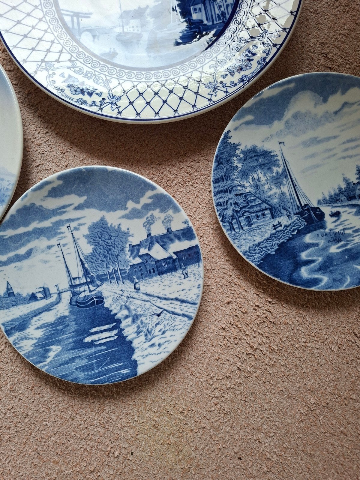 Set van 4 Delfts Blauwe Wandborden - Hollandse Scènes, Ophalen