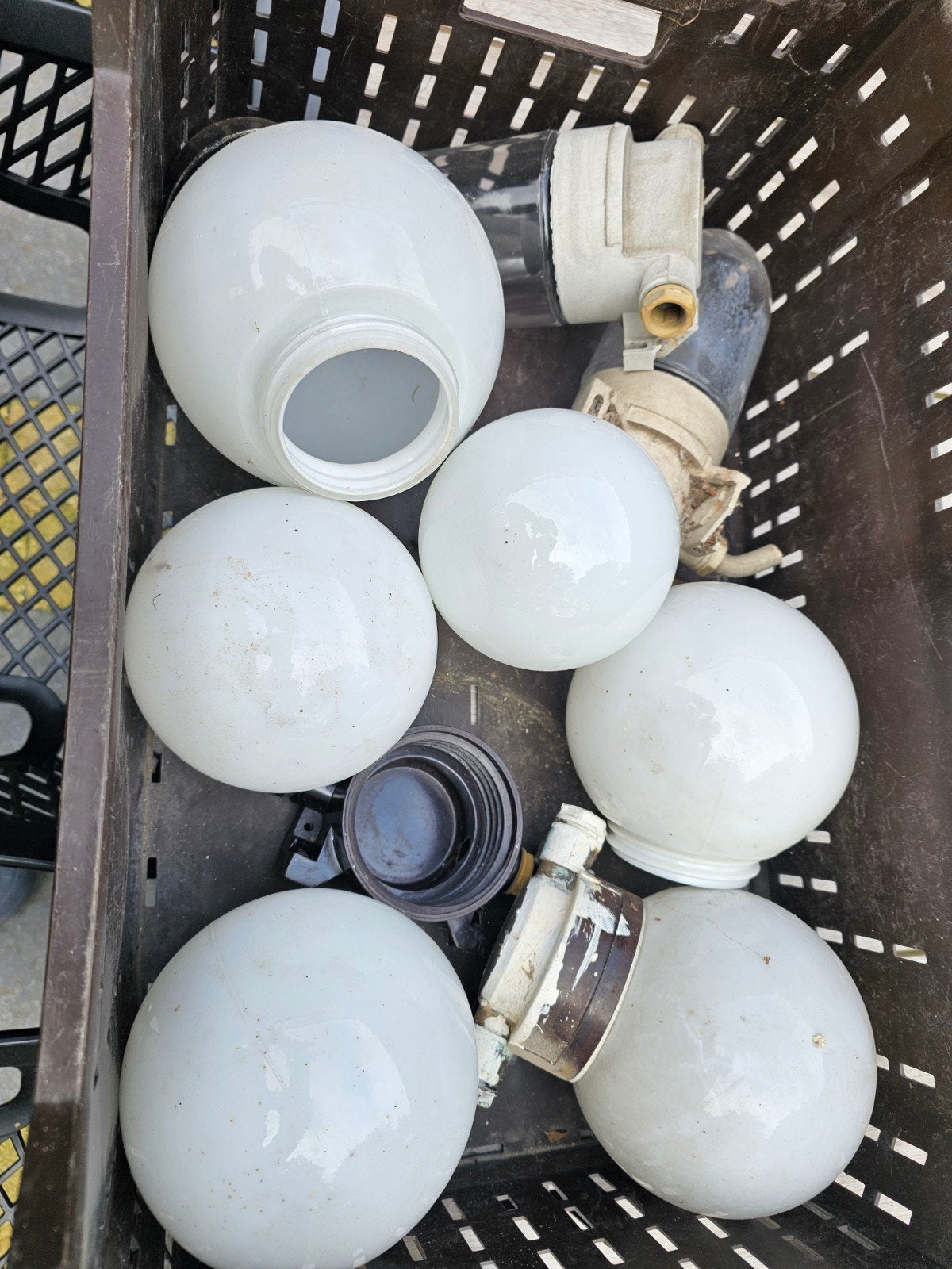 Glazen bollamp kappen en stallampen., Ophalen, Gebruikt, E27 (groot)