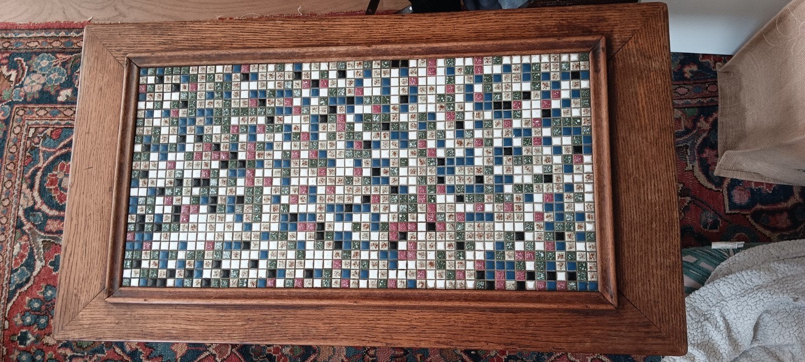 vintage mozaiek salon tafel, Ophalen, 50 tot 100 cm, Vintage, 50 tot 100 cm