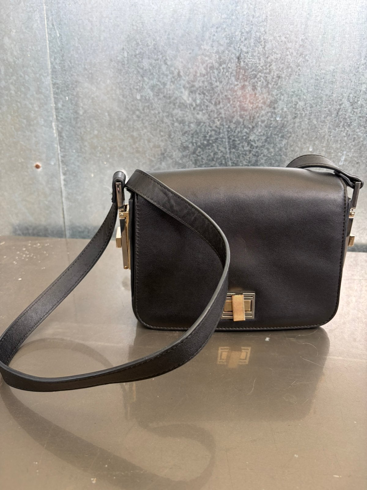 St studio bag leather zwart ststudio tas crossbody, Ophalen of Verzenden, Gebruikt, Zwart