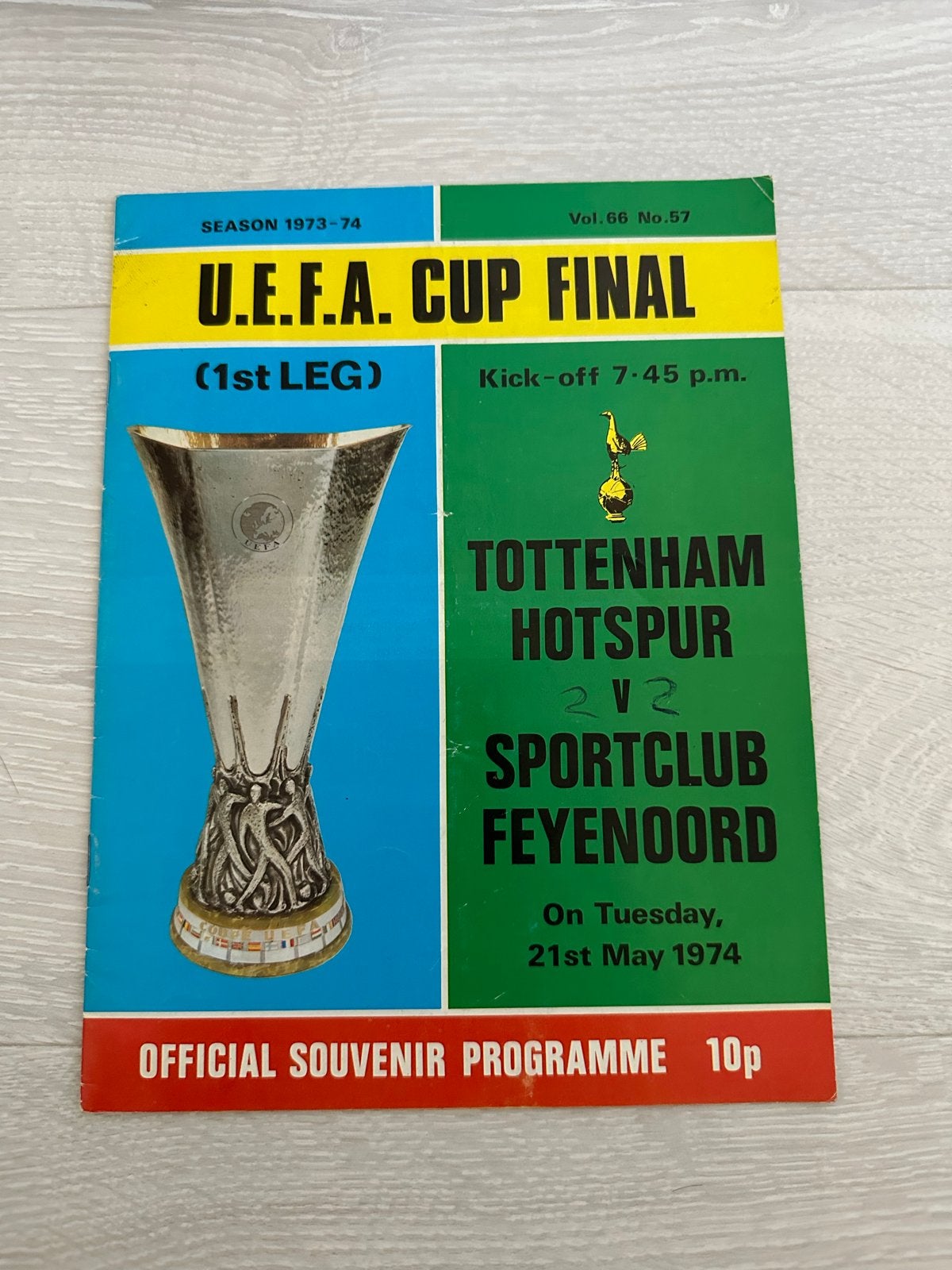 UEFA Cup Finale 1974 Programma: Tottenham vs Feyenoord, Ophalen of Verzenden, Gebruikt, Feyenoord, Boek of Tijdschrift