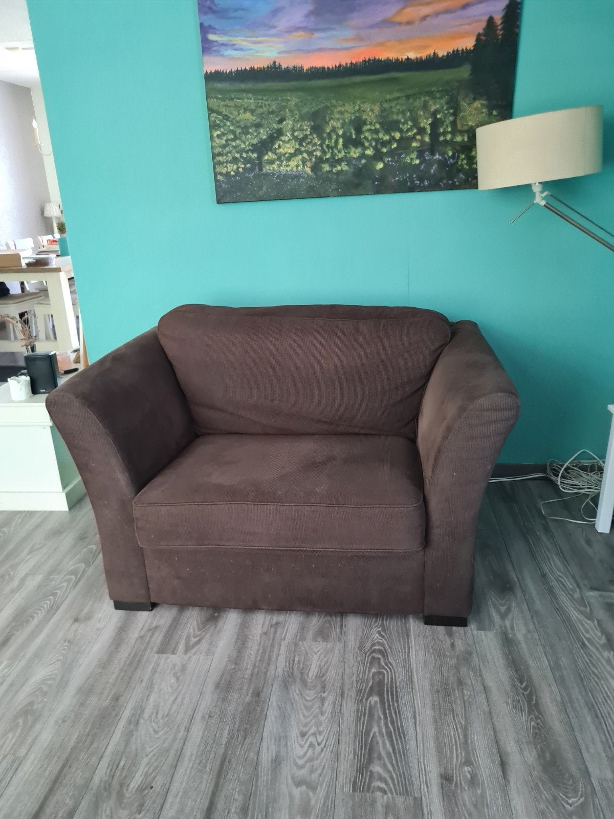 Montel ribstof loveseat gratis ophalen 1,35 x 0,89m zithoogt, Ophalen, Gebruikt, Tweepersoons, Minder dan 150 cm