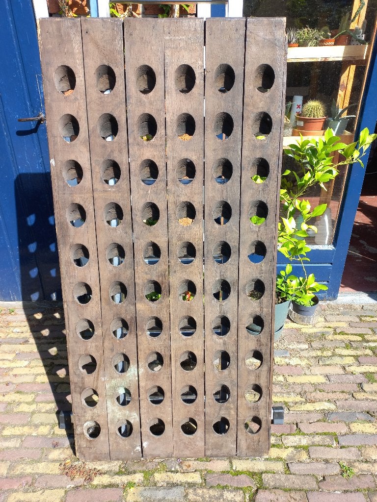 Champagnerek / trilplank / pupitre, Huis en Inrichting, Ophalen, Gebruikt, Hout, 25 flessen of meer