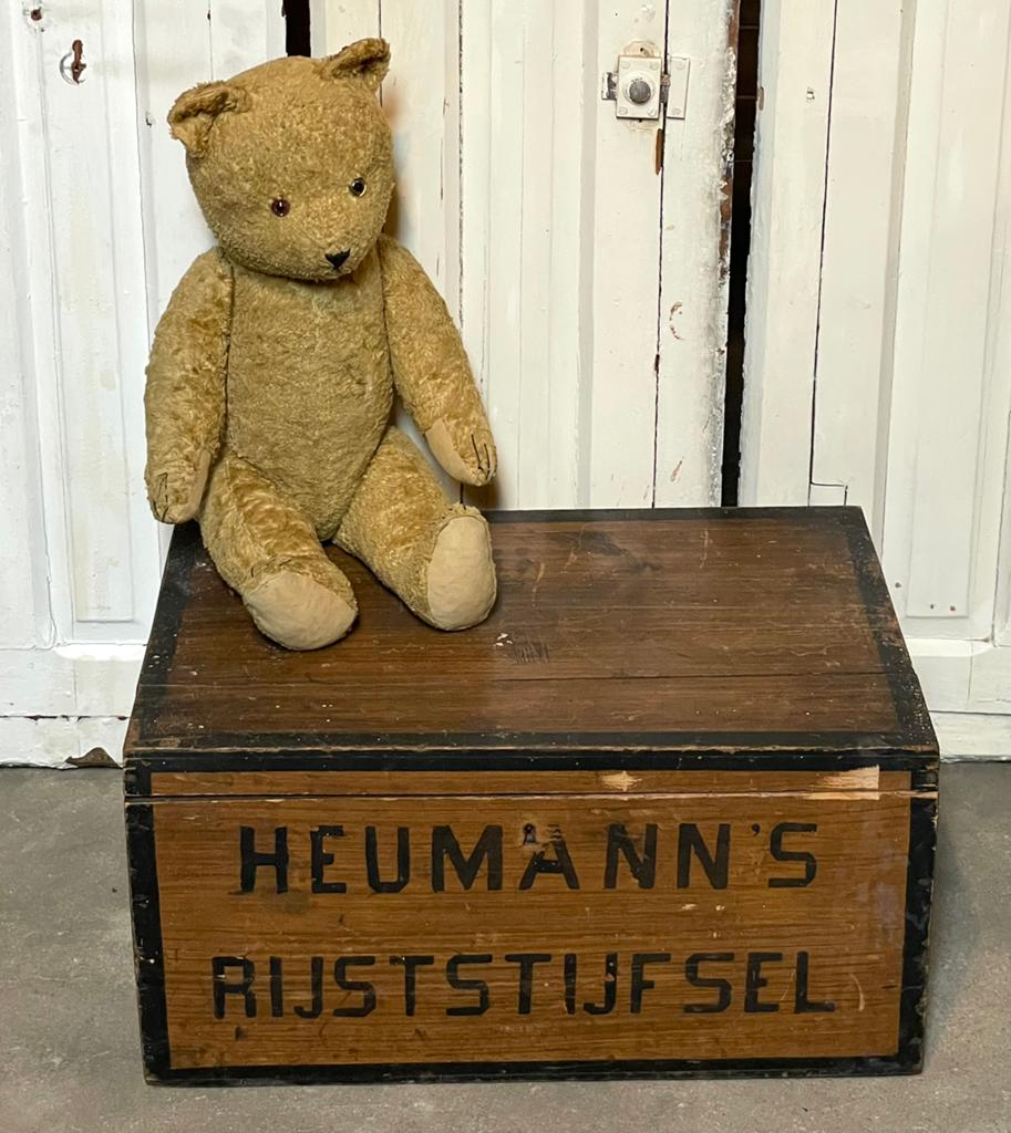 Brocante oude AMIDON HEUMANN’S RIJSTSTIJFSEL kist met etiket, Ophalen of Verzenden
