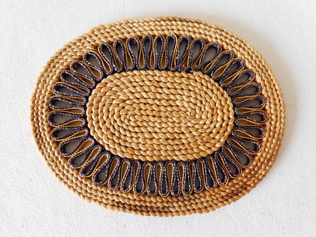 Vintage onderzetter voor pannen van riet, ovaal, neutraal me, Ophalen of Verzenden, Overige typen