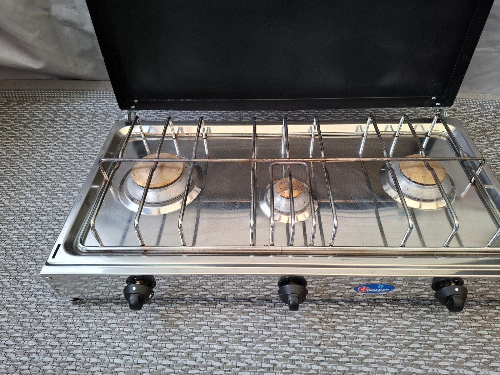 parker 3 pits camping gasstel, Caravans en Kamperen, Kampeeraccessoires, Ophalen, Gebruikt