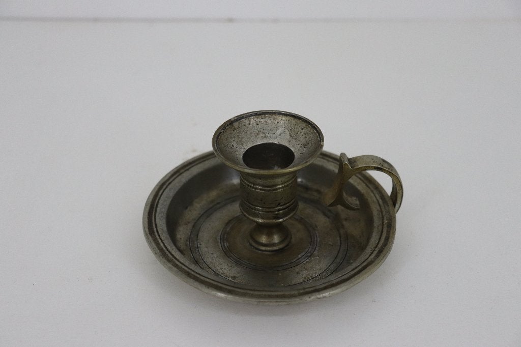 Mooie Vintage Tinnen Blaker / Kamerkandelaar – 95% Puur Tin, Overige materialen, Gebruikt, Ophalen of Verzenden, Zilver