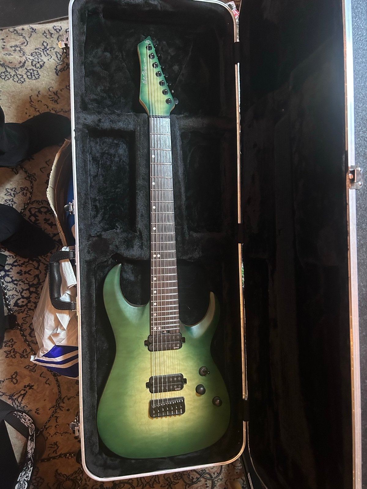 Harley Benton Pro Series 7-snarige gitaar met EMG pickups, Ophalen, Zo goed als nieuw, Solid body, Overige merken