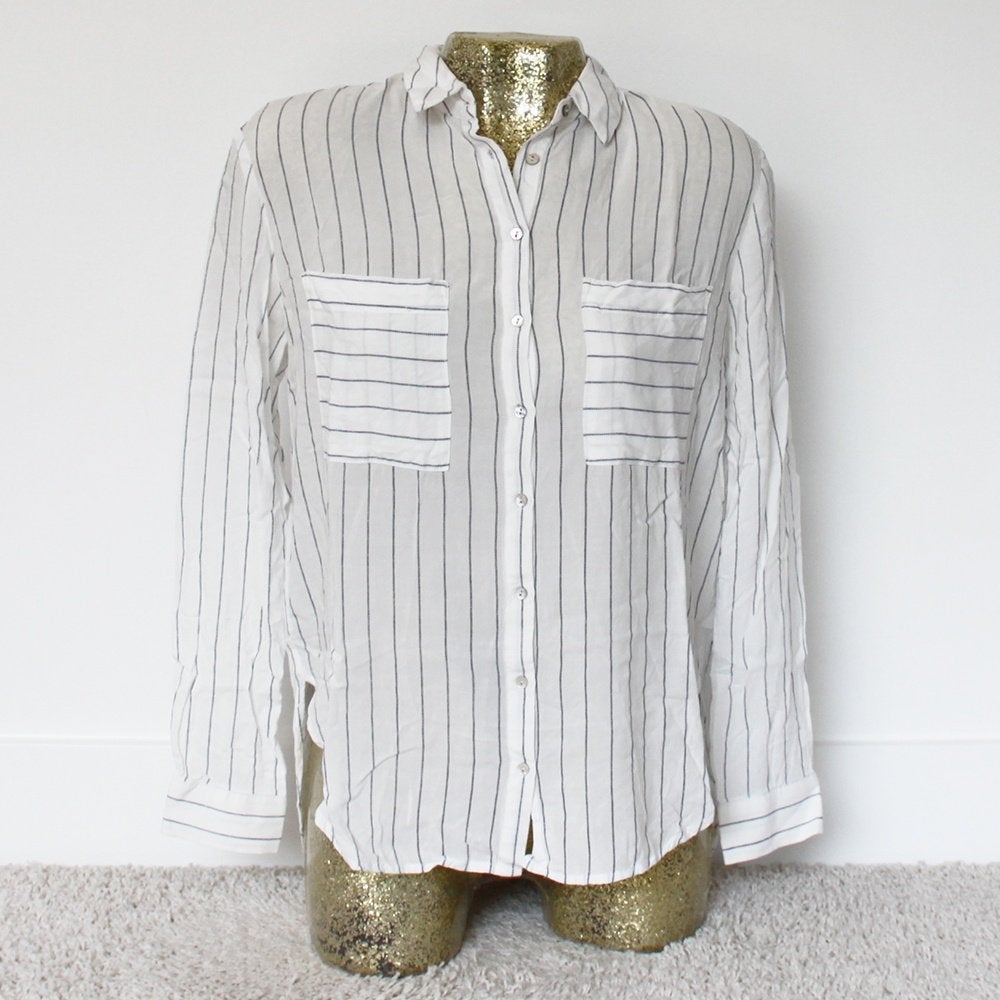 Mooie Mango Streepjes Blouse 591 100% Viscose (M)- 59 € 20,-, Maat 38/40 (M), Ophalen of Verzenden, Zo goed als nieuw, Overige kleuren