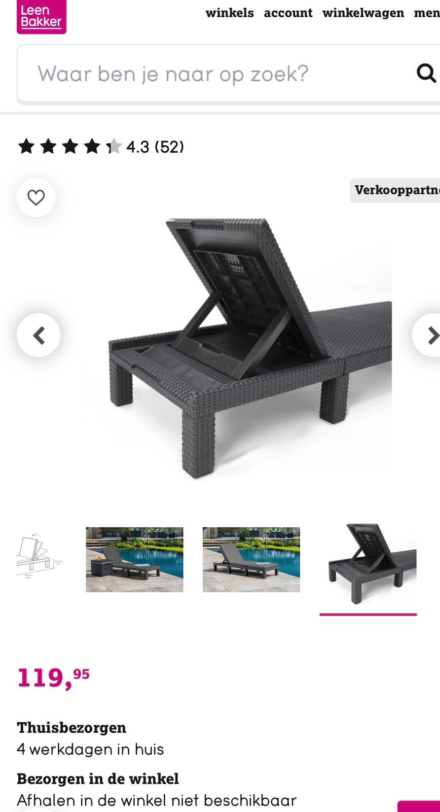 Ligbed met kussen, Ophalen, Nieuw, Kunststof