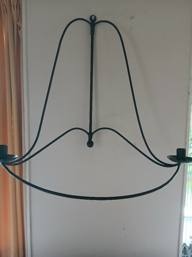 Nostalgische metalen kandelaar voor aan de wand, Gebruikt, 50 tot 75 cm, Zwart, Ophalen of Verzenden