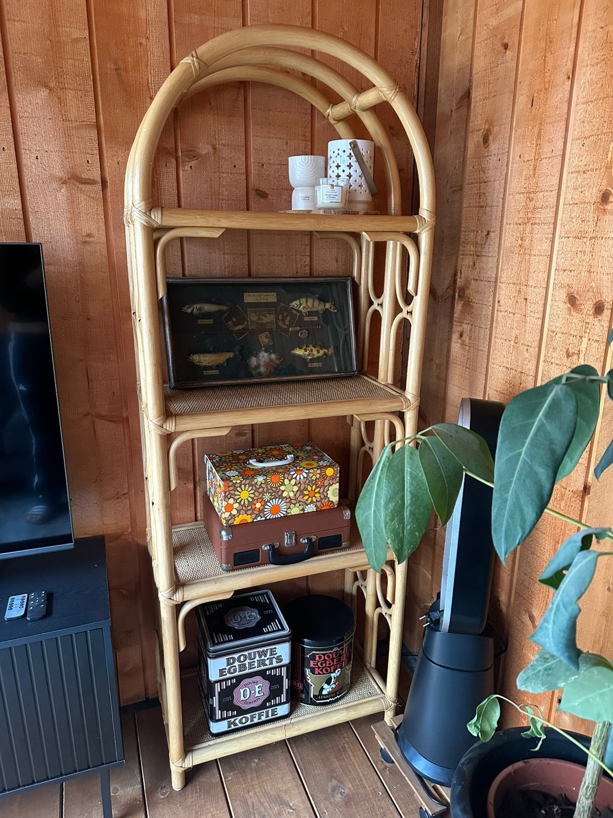 Prachtige stevige oude rotan boogkast vintage, Ophalen