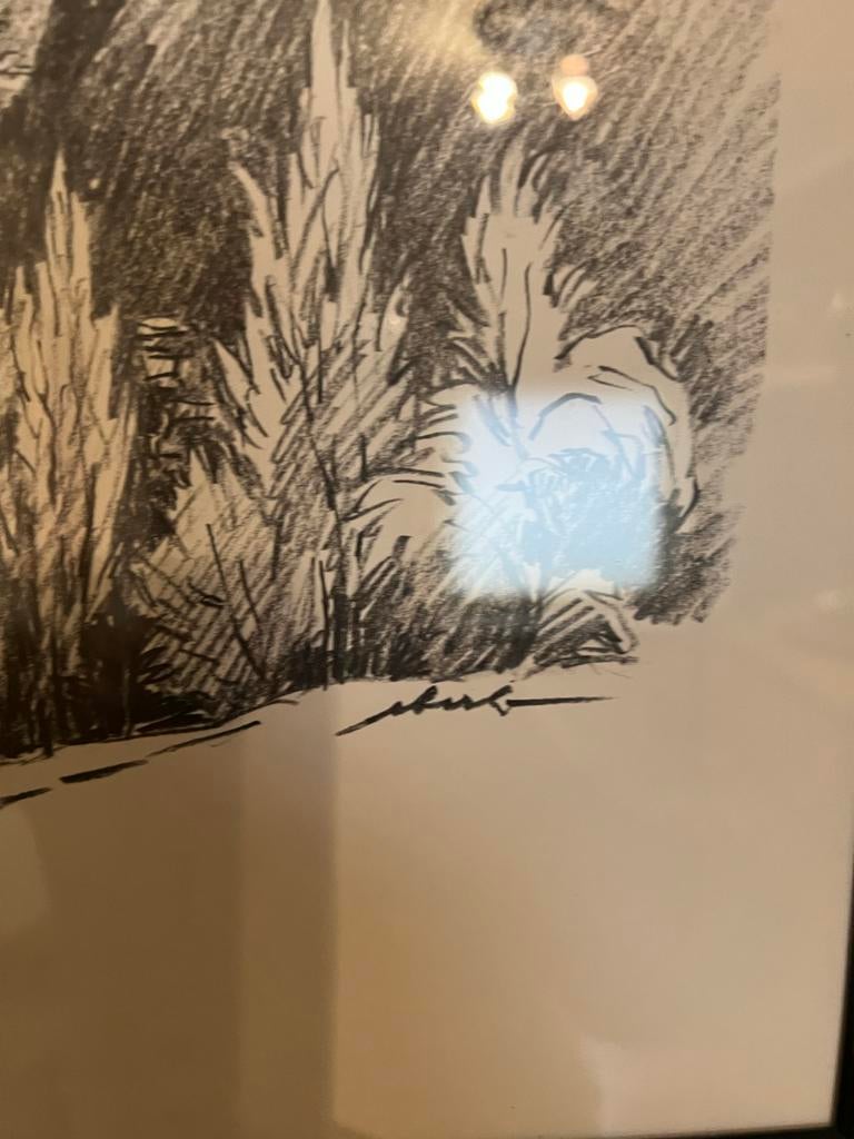 2 Potloodtekeningen Lago di Lugano & Locarno in lijst, Antiek en Kunst, Ophalen