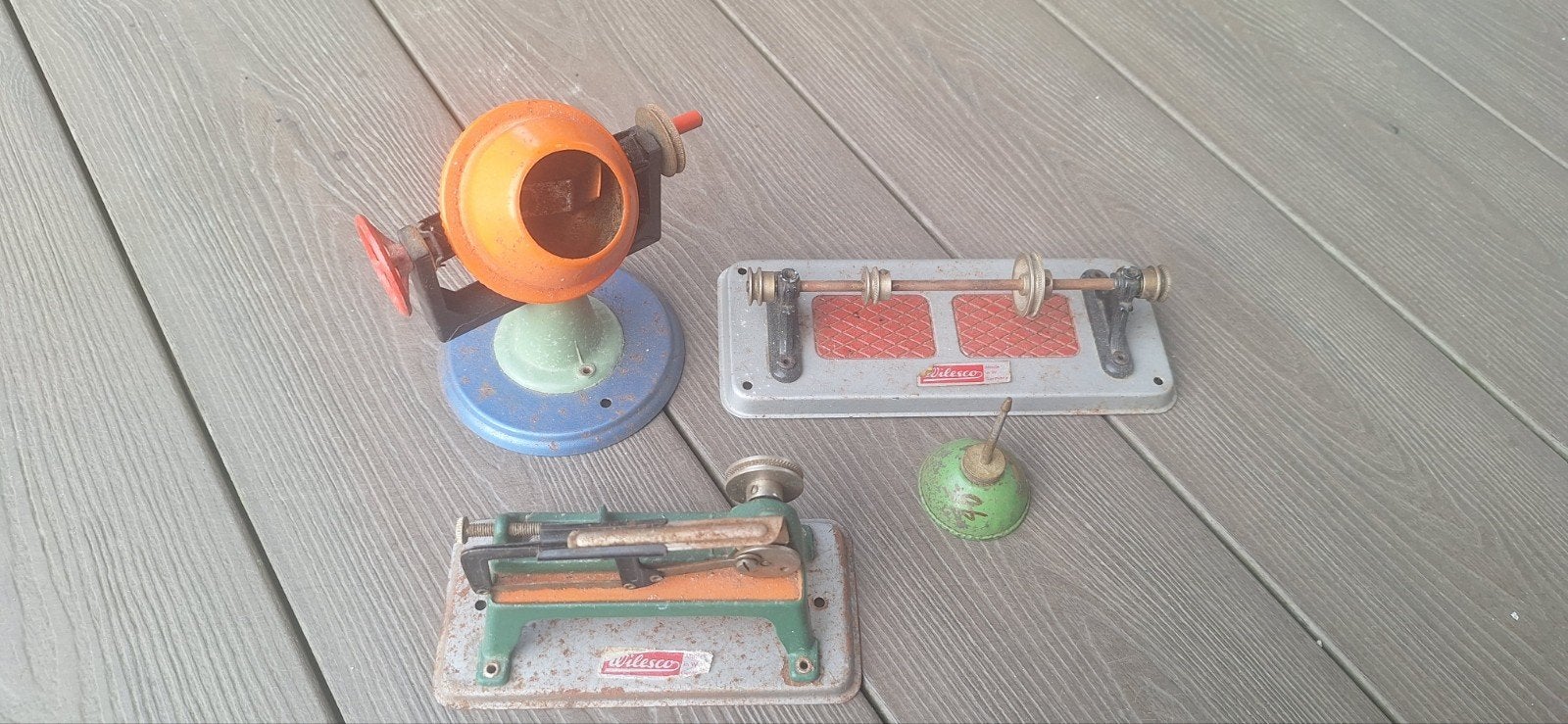 Wilesco Vintage speelgoed: Betonmolen, zaagmachine en as, Ophalen of Verzenden, Gebruikt