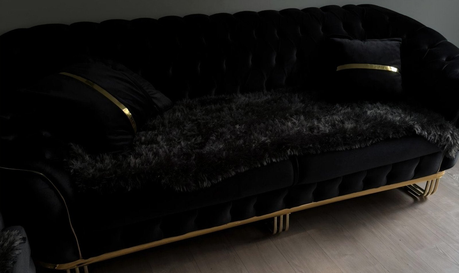 Luxe Zwart/Gouden Woonkamerset + Beko Wasmachine, Gebruikt, Driepersoons, Ophalen of Verzenden, Modern, Luxe