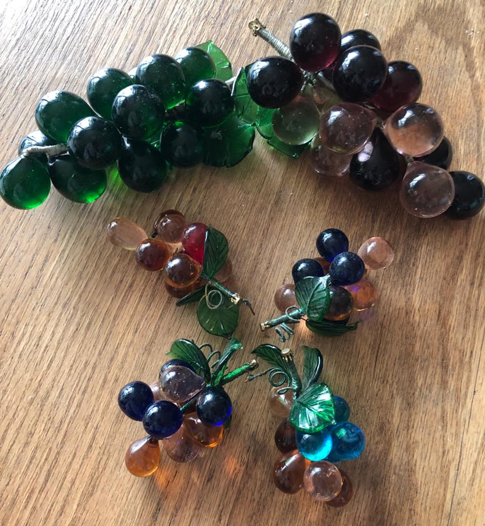 Vintage glazen druiventrossen (6), Ophalen of Verzenden